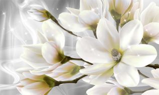 Фотообои Панно большие белые цветы 3Д