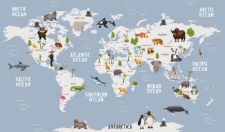 Фотообои Карта с животными