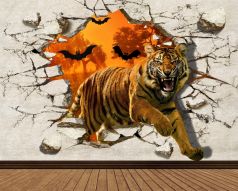 Фреска ОБъемная композиция с тигром