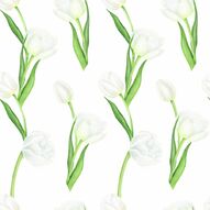 Фреска Узор из белых тюльпанов